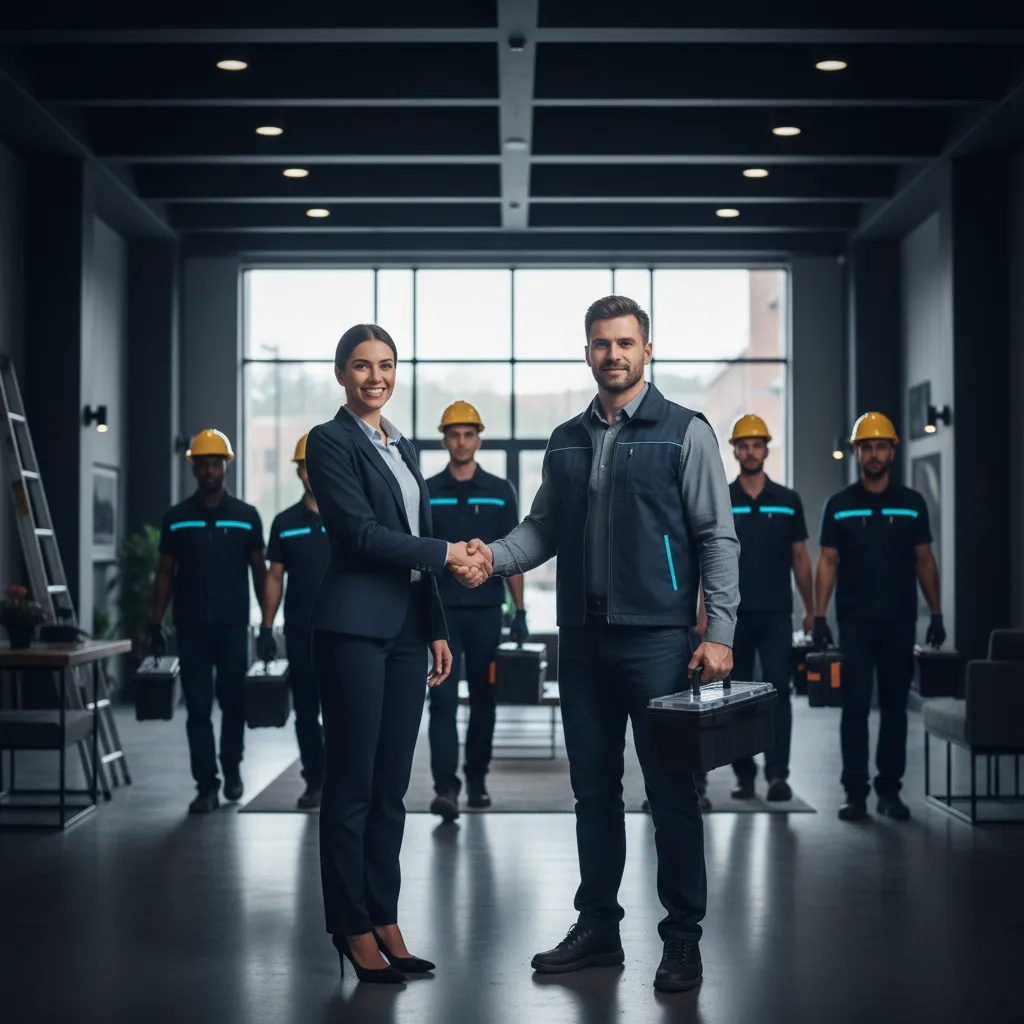 Professional contracting team arriving on site