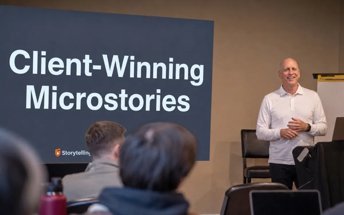 Mike Hays presenting Client-Winning MicroStories