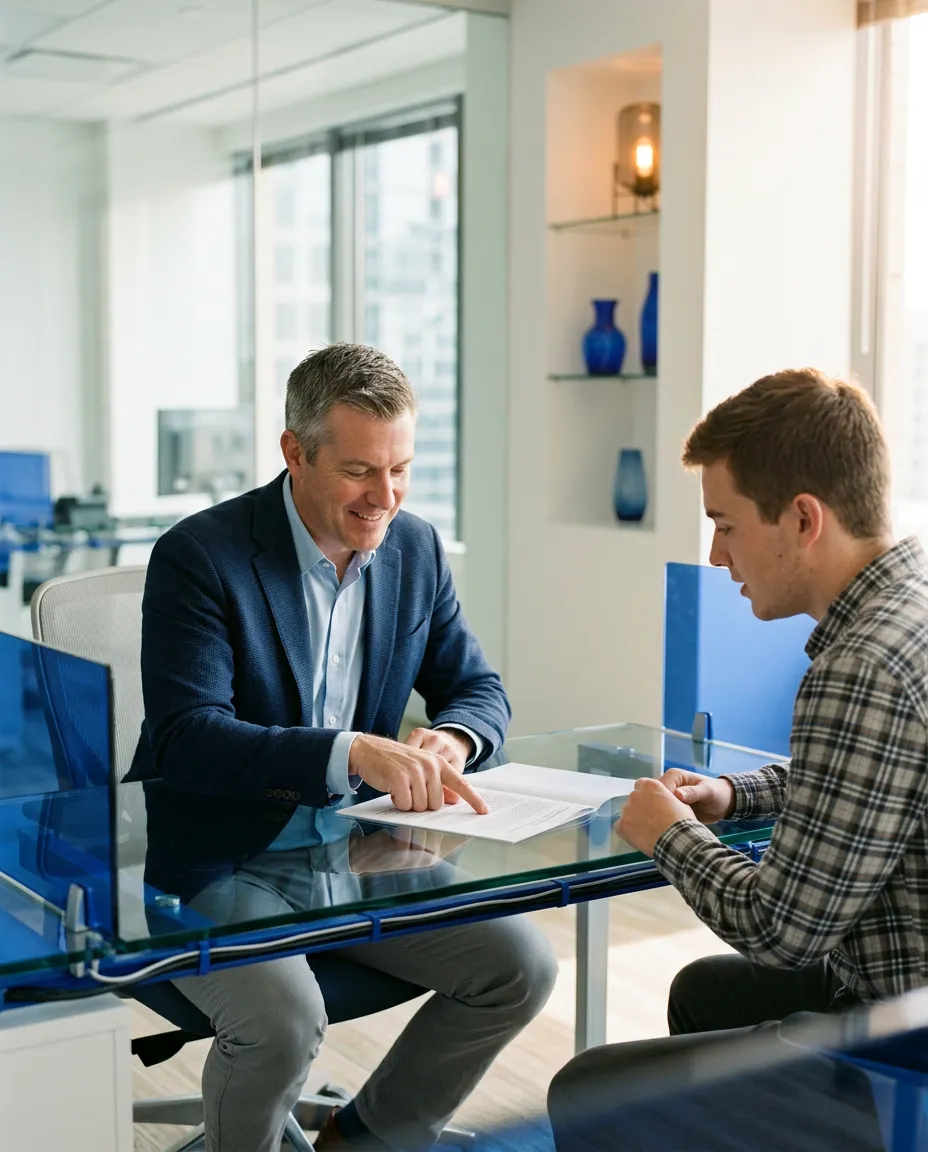 Barry mentoring real estate students in a modern collaborative workshop