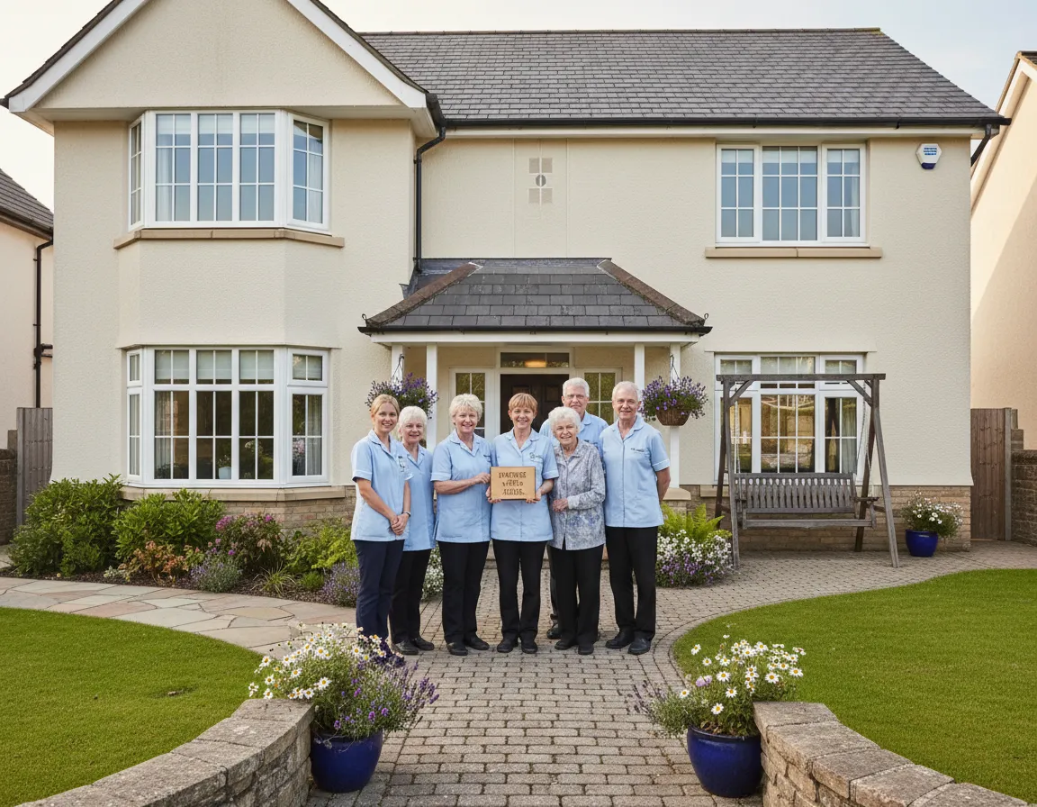 House of the Year award photo with residents and staff in front of the home.
