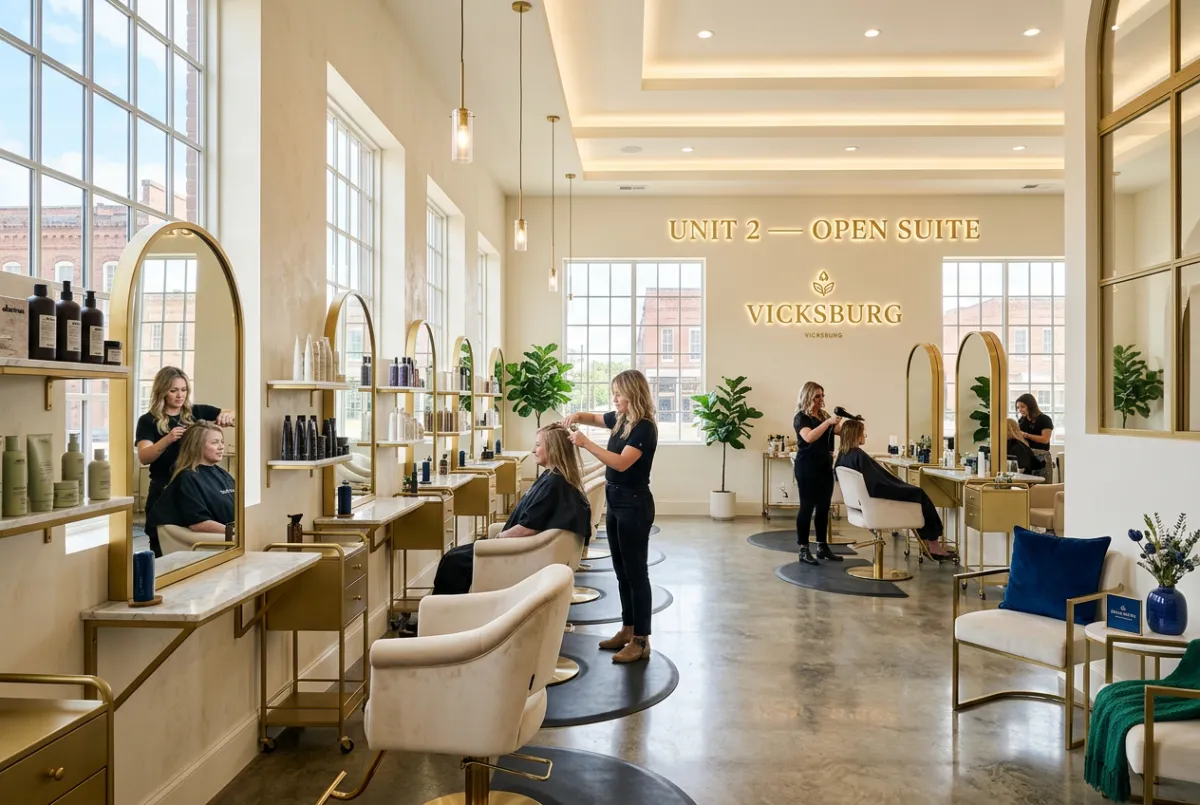 Unit 2 - Open Suite - Professional Salon & Beauty Suite in Vicksburg MS