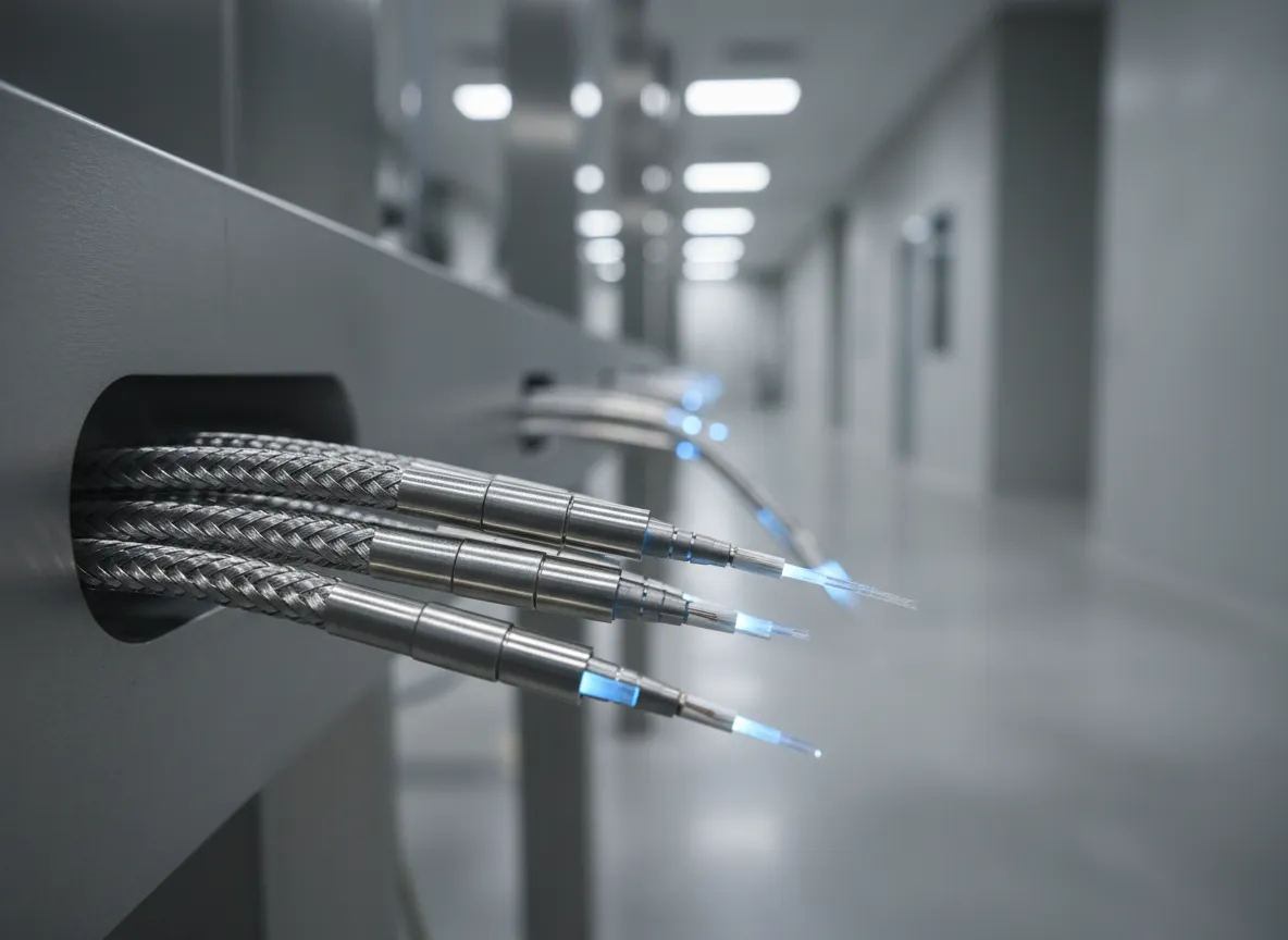 Industrial fiber optic infrastructure with armored cabling