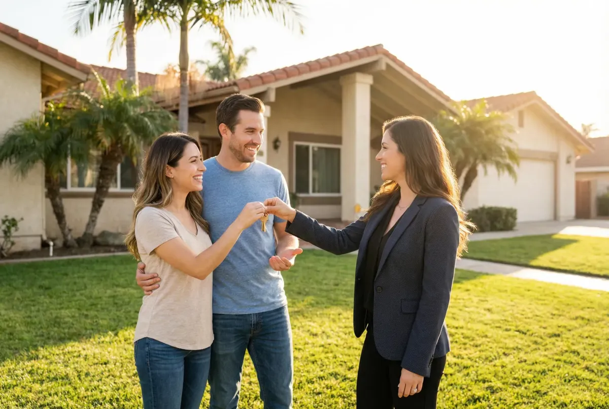 Couple getting keys to their new home