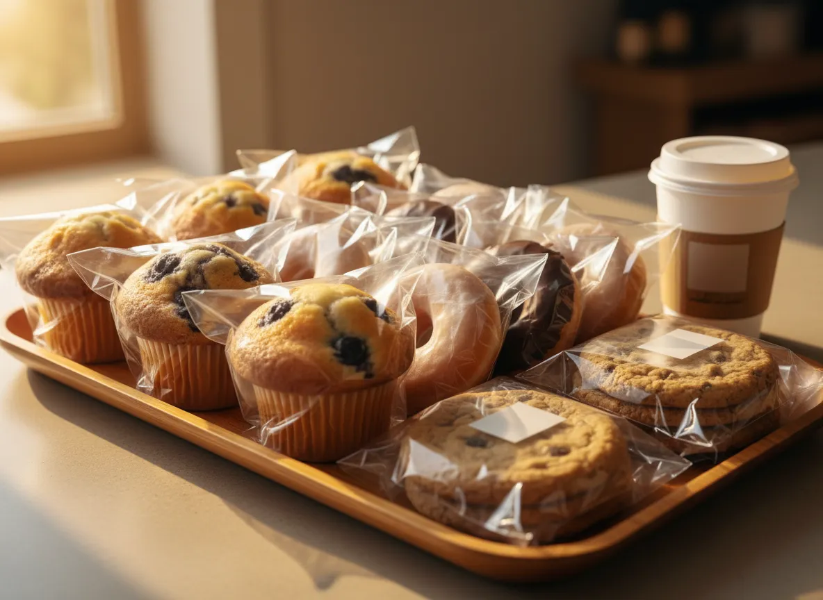 Assorted packaged baked goods from Raylicious and Carley’s