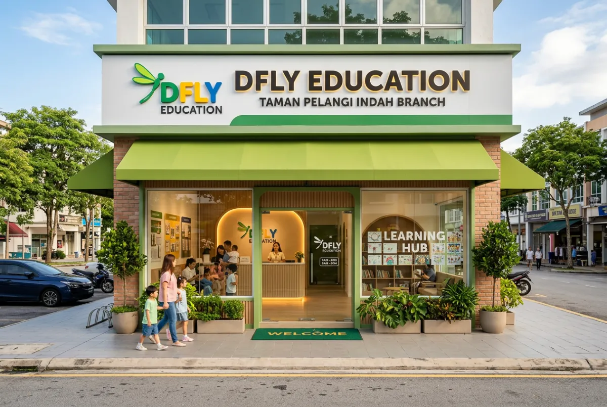DFLY Education Taman Pelangi Indah branch classroom and reception in Johor Bahru