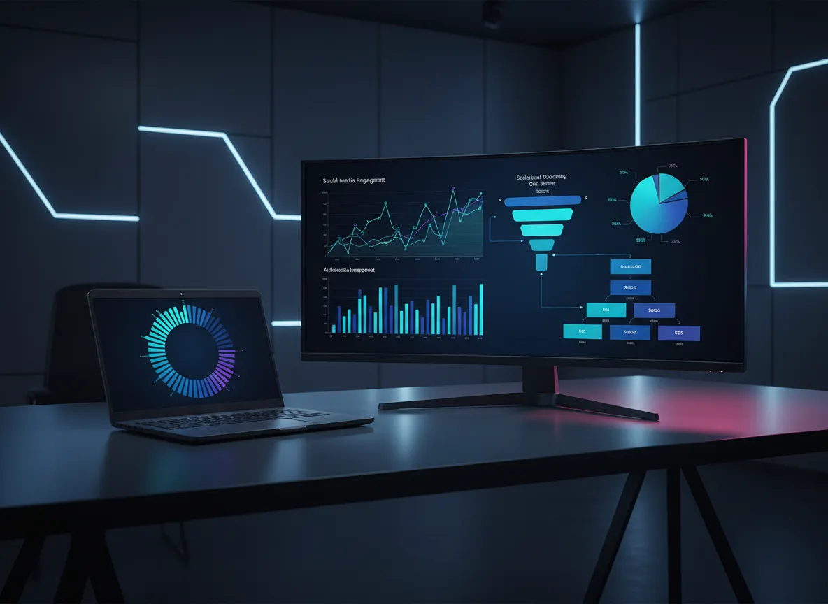 Marketing dashboard with growth metrics
