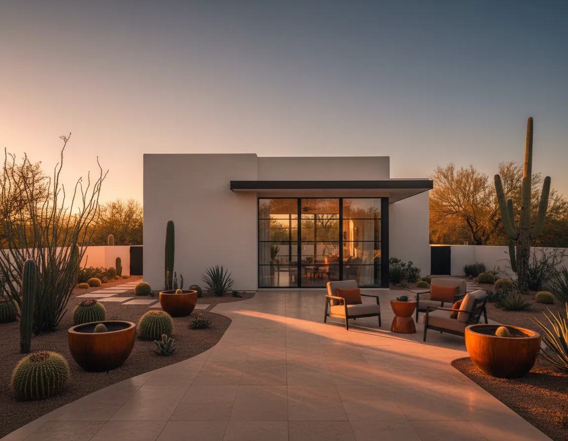 Premium modern casita and backyard planning scene