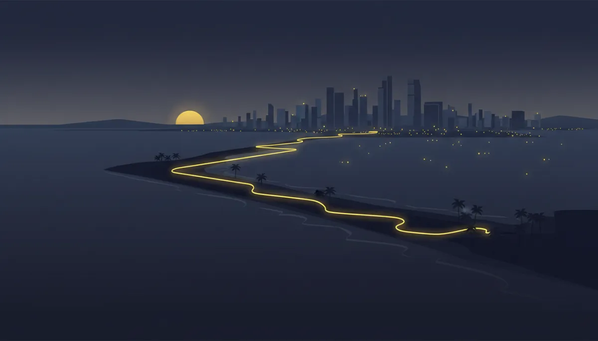 Course map preview for Long Beach Mile along the waterfront