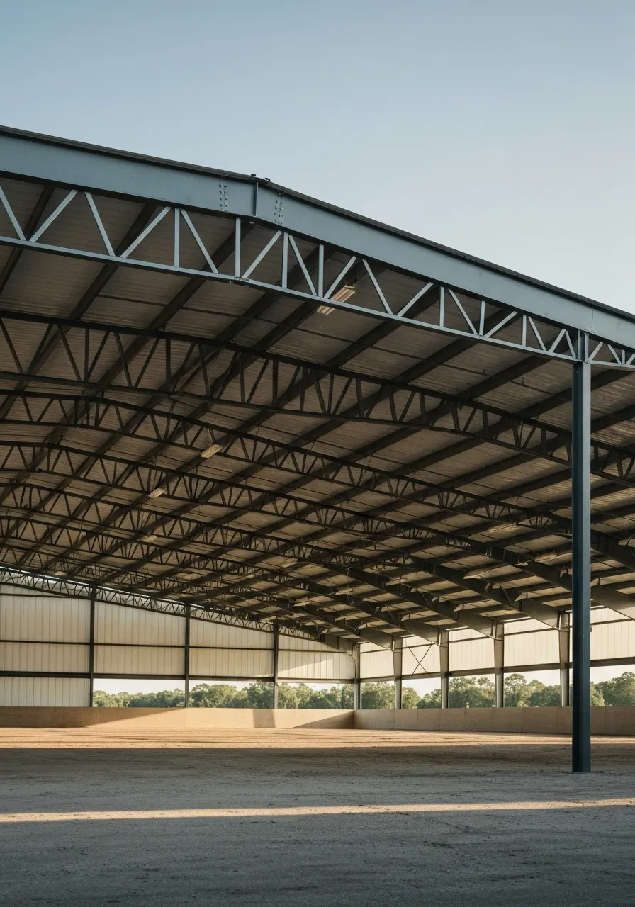 Covered arena open framing layout