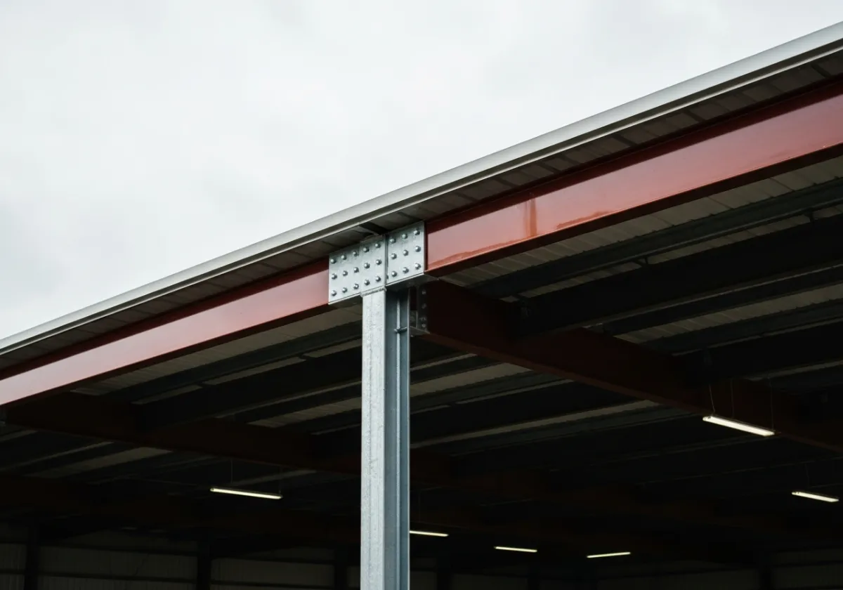 Arena steel framing and roofing detail