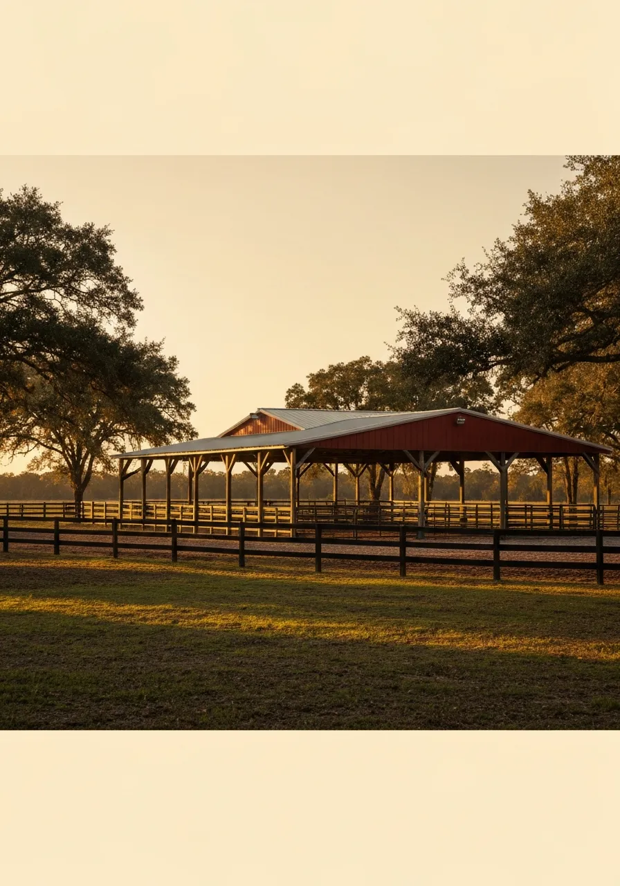 Florida horse farm riding arena landscape