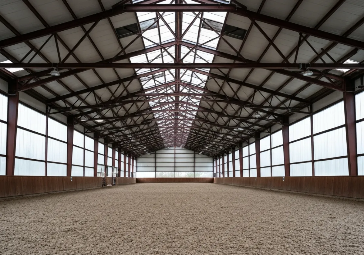 Professional equestrian training facility arena