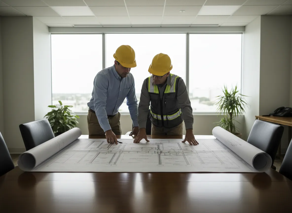 Engineer reviewing Florida steel building plans