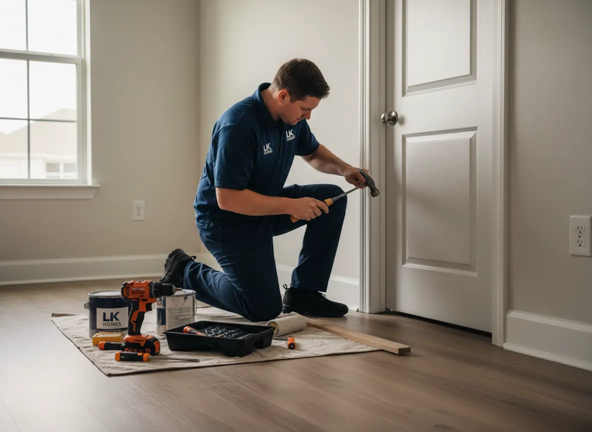 LK Homes technician performing property maintenance in Ocala Florida rental unit