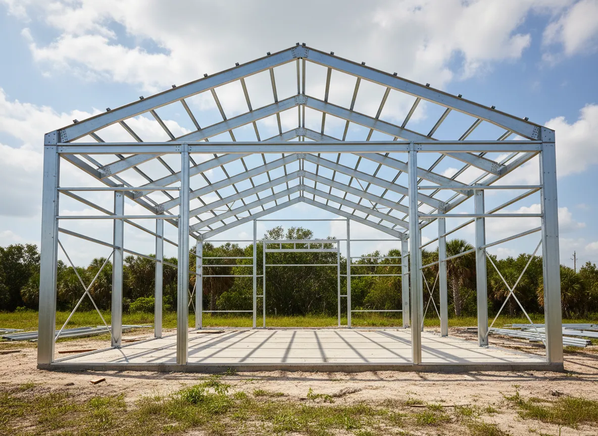 Steel frame barndominium construction in North Central Florida