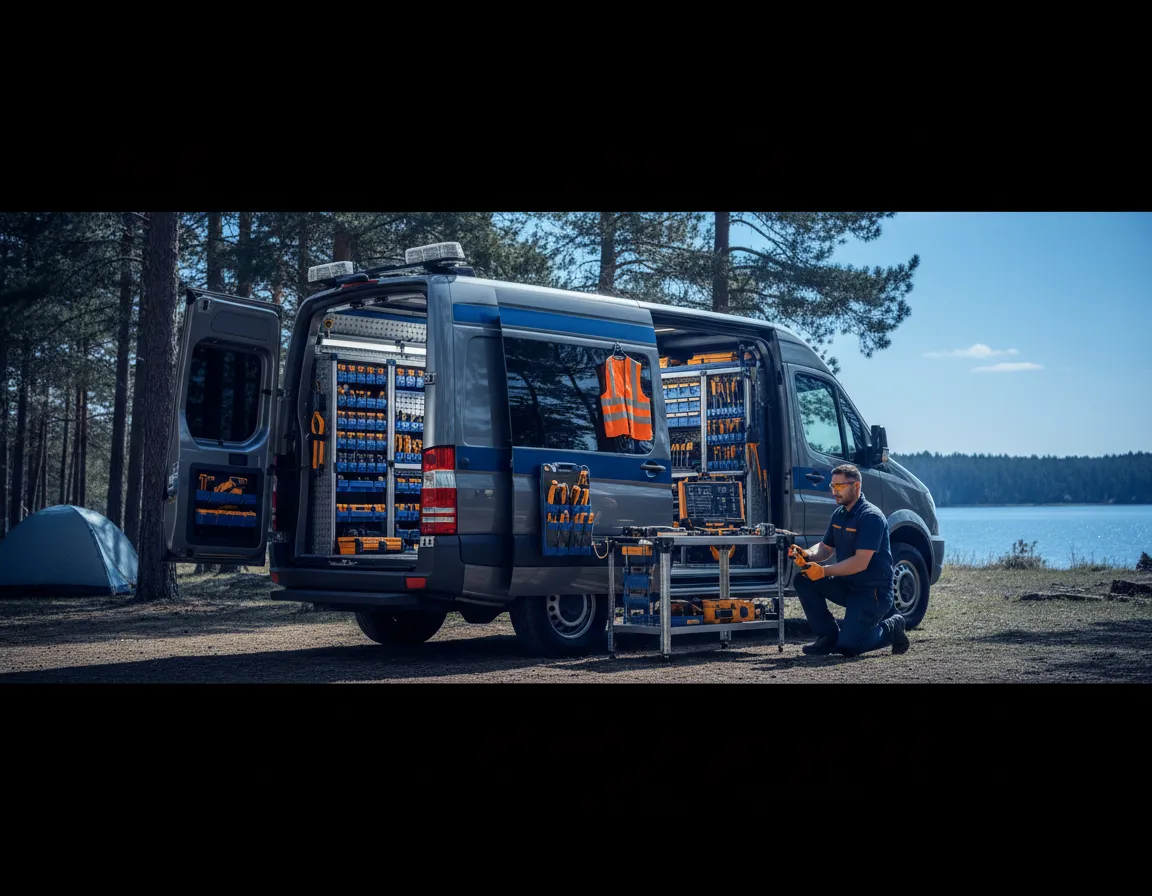 Mobile RV Repair Van arriving at campsite