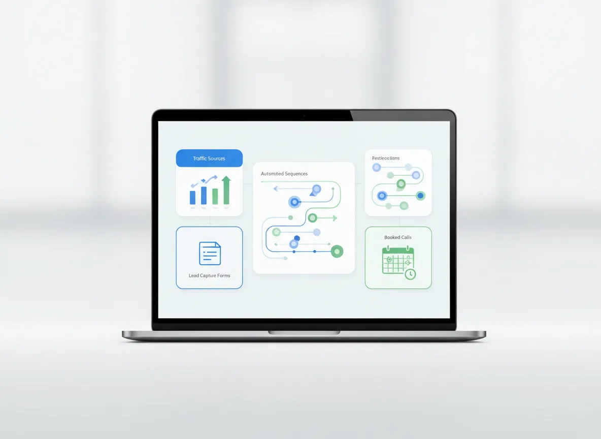 Funnel and automation dashboard mockup