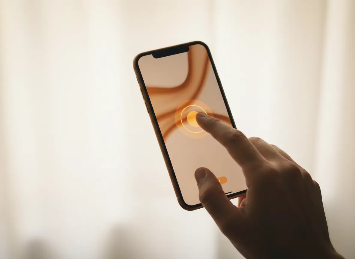 Hand clicking a phone screen to order online