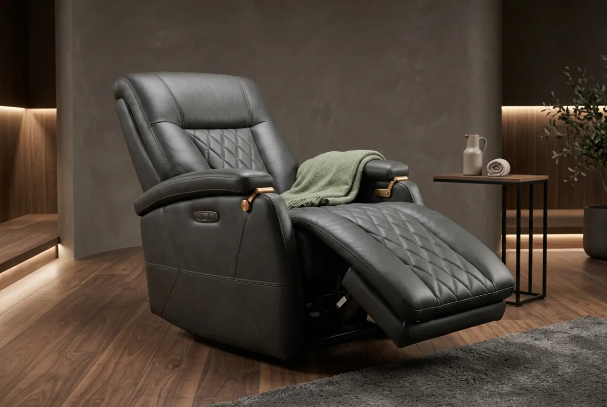 Dynamic multi-chamber compression therapy lounge with custom leather recliner