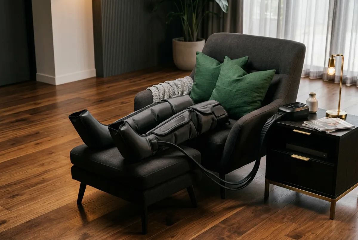 Dynamic compression boots and lymphatic recovery lounge suite