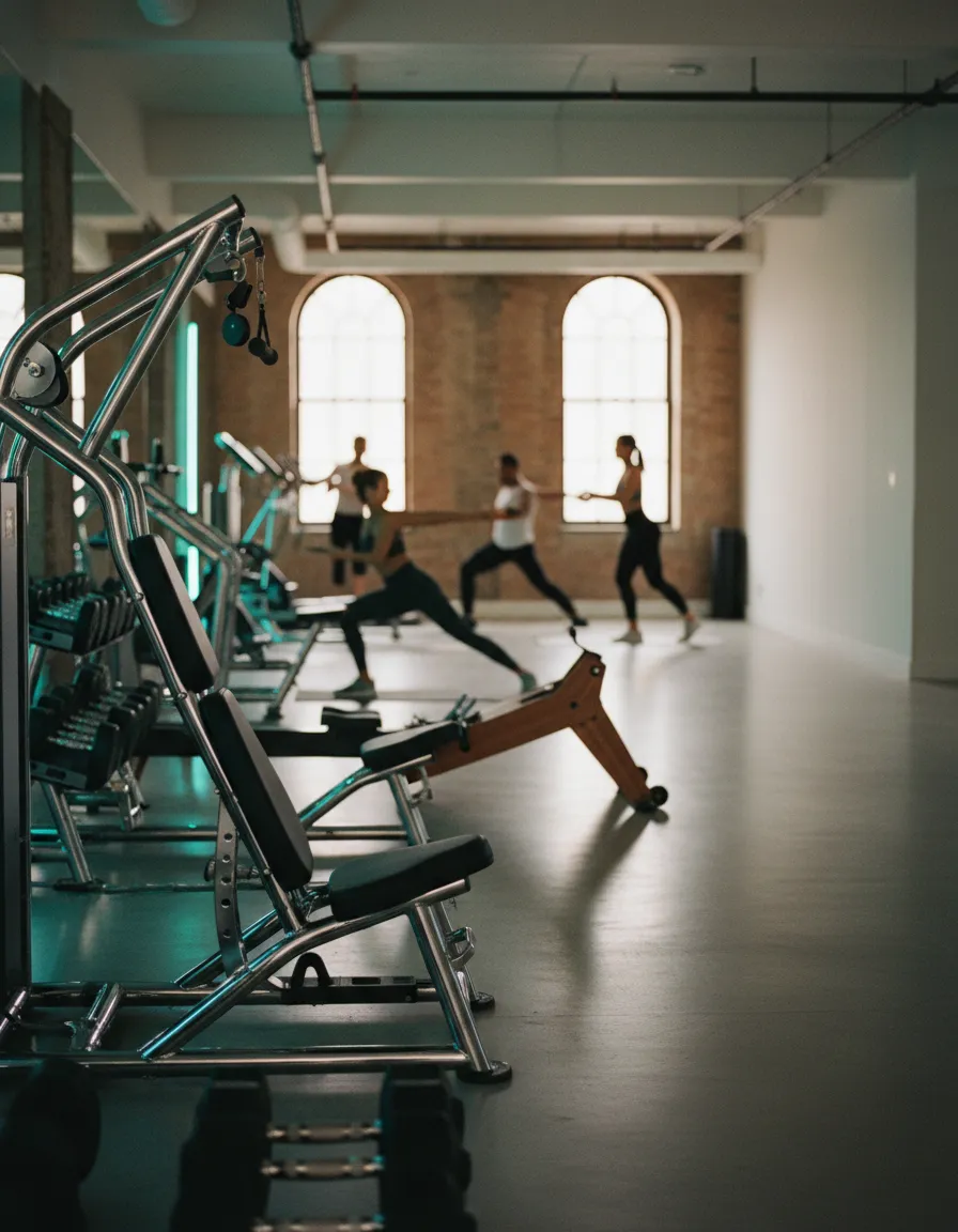 A busy modern gym filled with active locals and fitness enthusiasts