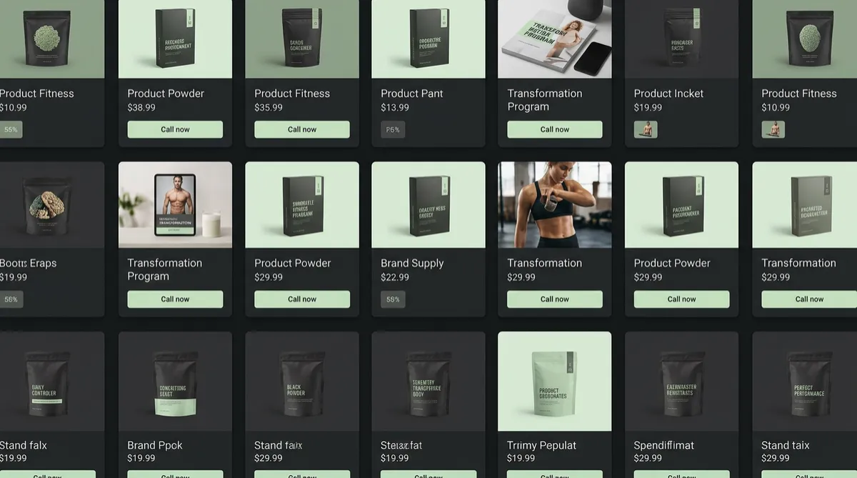 Packaged fitness products and service pricing catalog