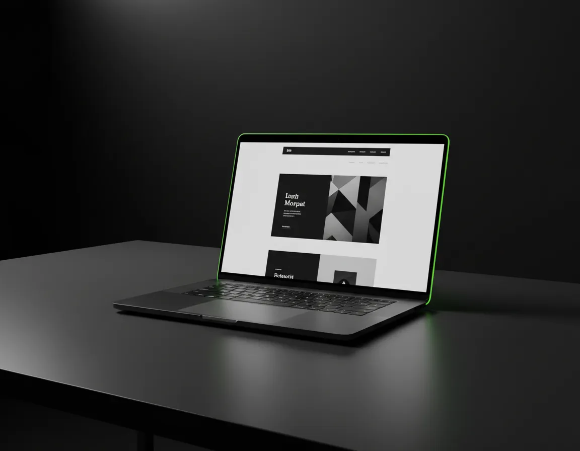 Modern laptop displaying a website mockup