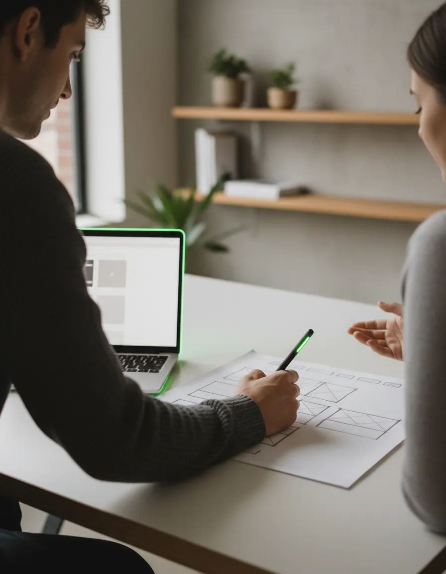 Workspace showing one-on-one personalized web design service
