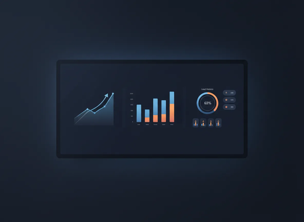 Dashboard with small business marketing results and growth charts