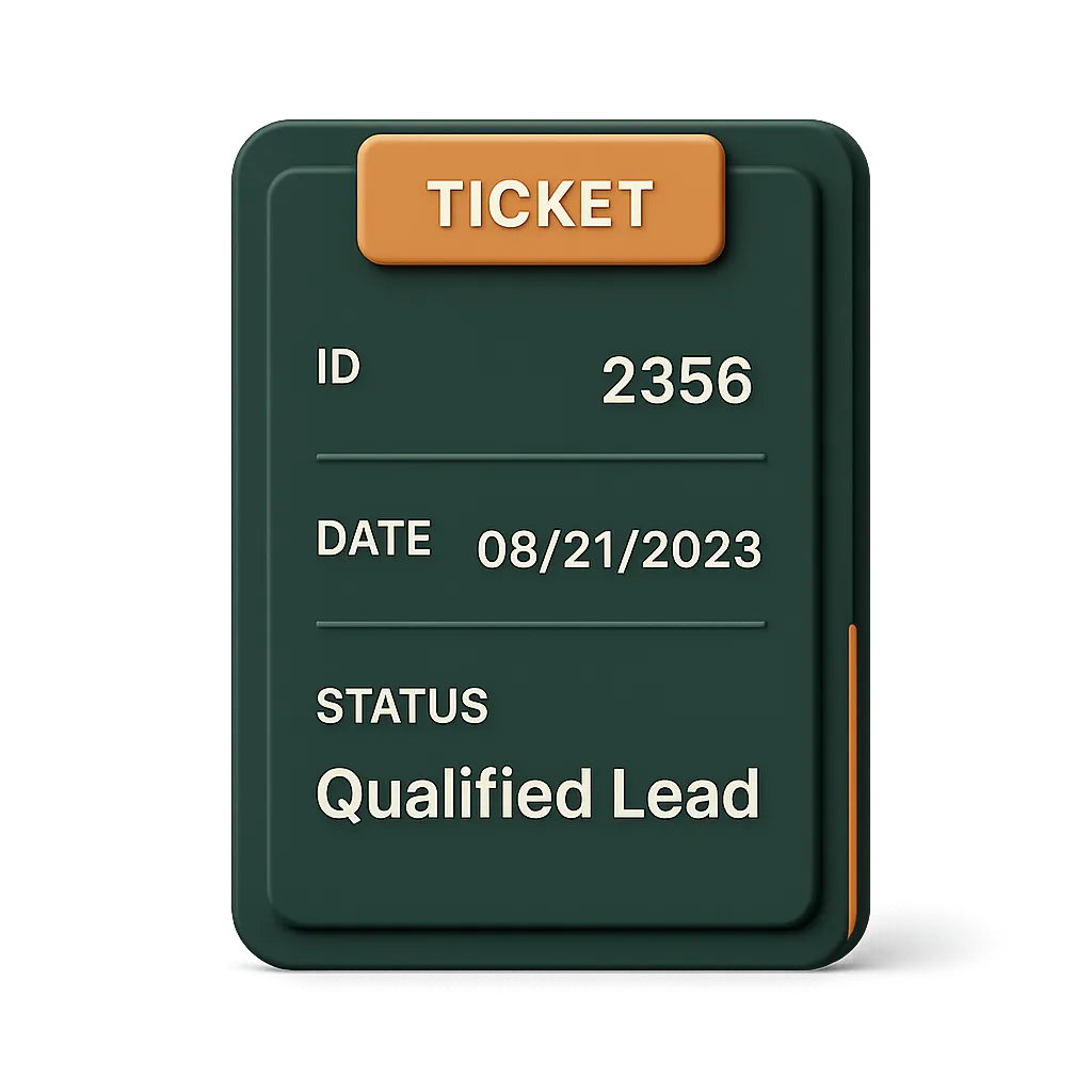 Sample operational ticket and qualified lead process