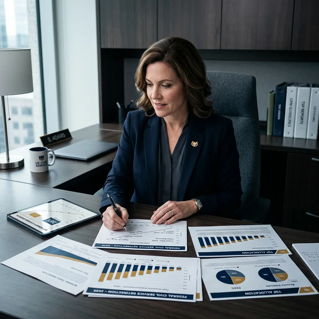Federal civil service professional reviewing comprehensive retirement projections