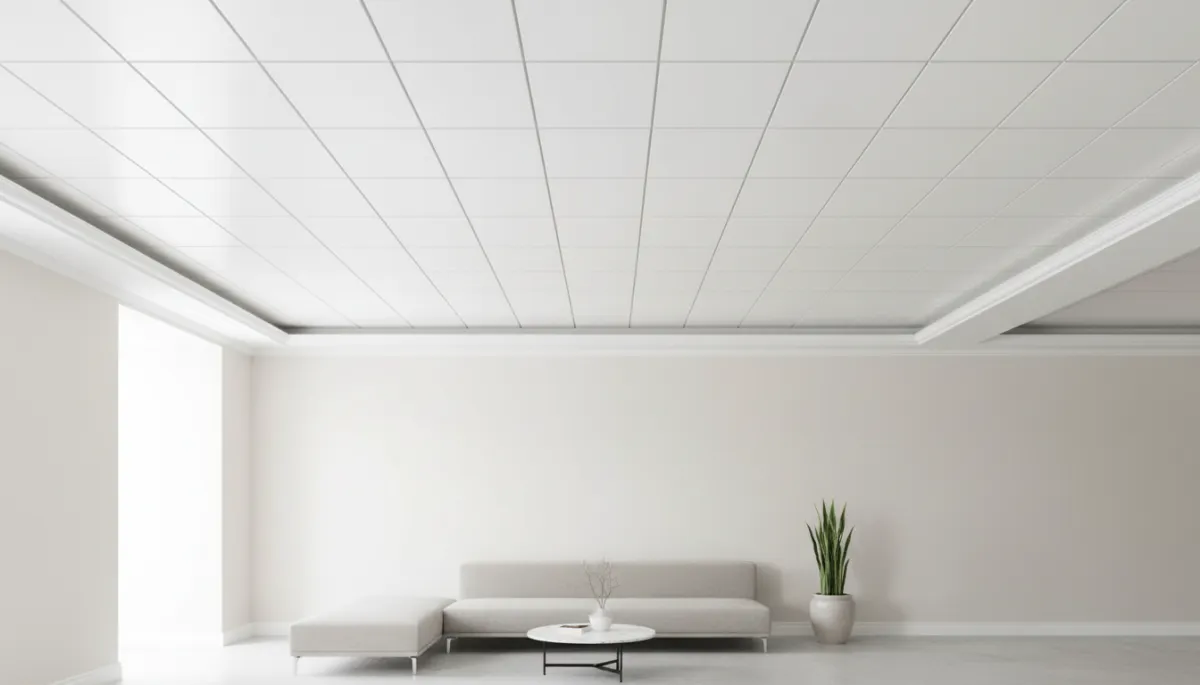 White PVC ceiling boards installed in a modern room
