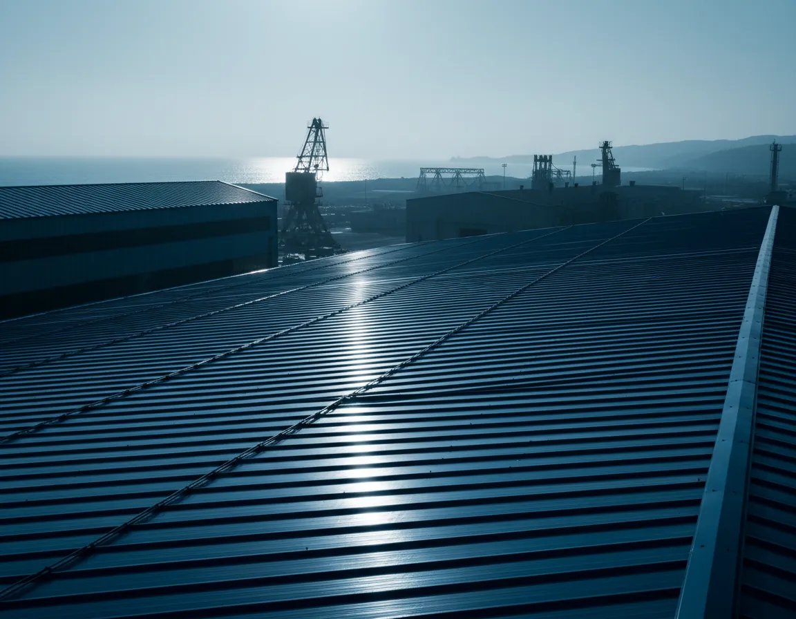 Roof sheet installation in a coastal or industrial environment showing high durability