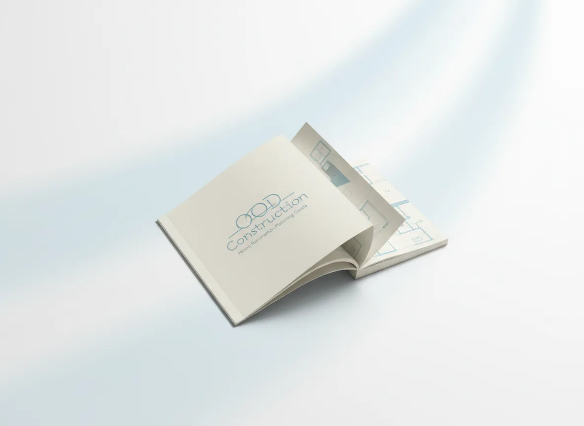 Cover and sample pages of the OOD Construction home renovation planning guide