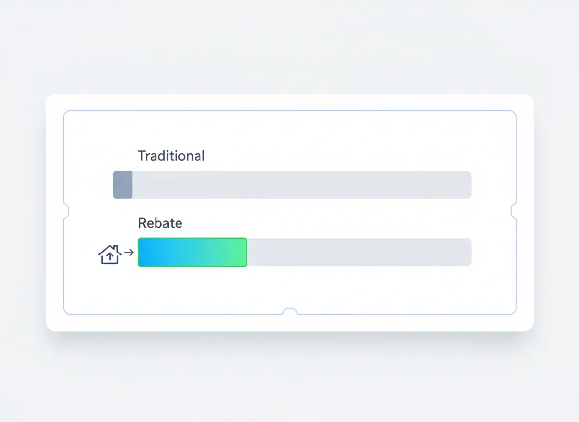 Diagram comparing traditional real estate commission vs cash back rebate model