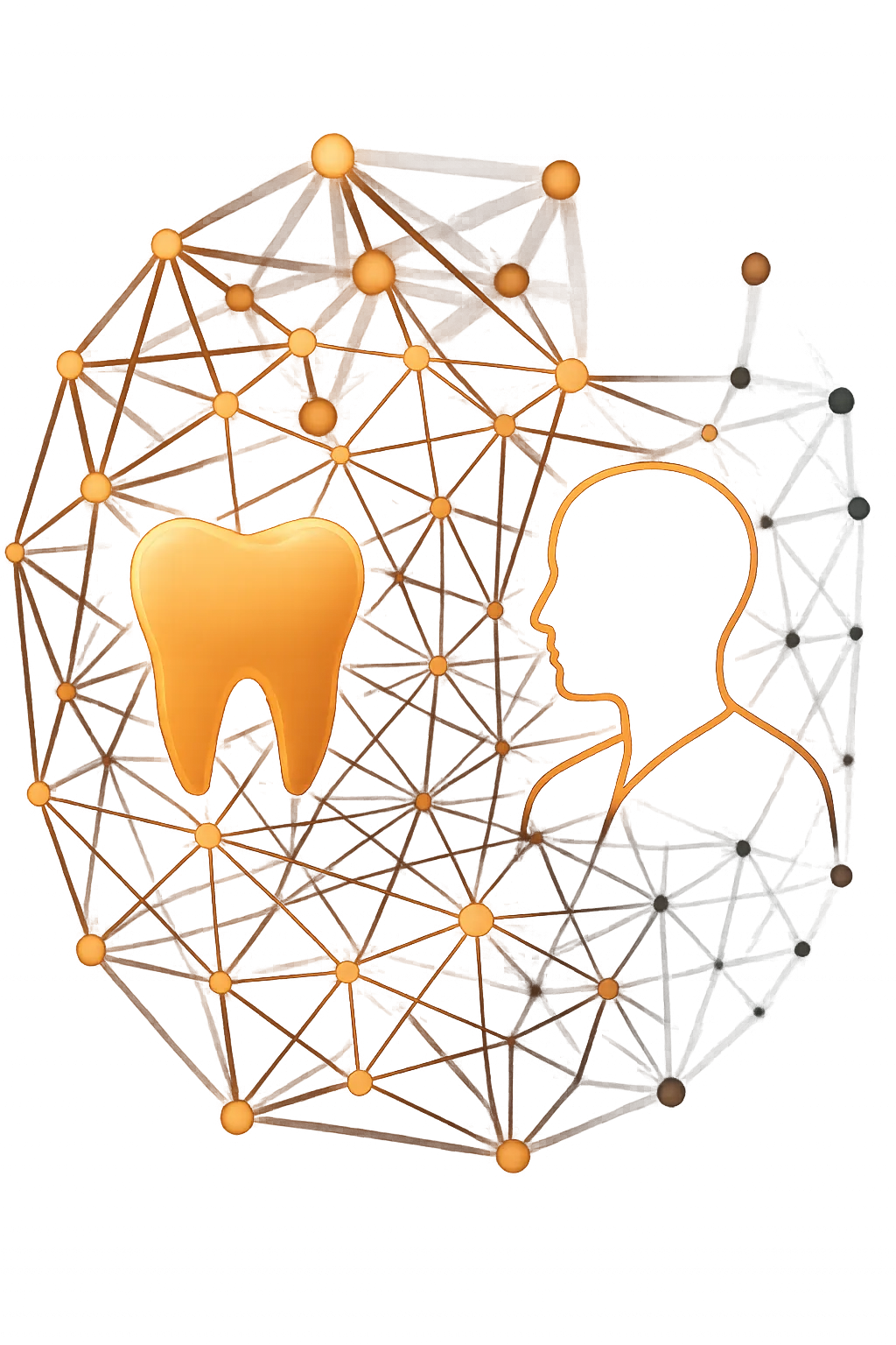 Abstract visualization of dental operations AI neural network and human clinical oversight workflows