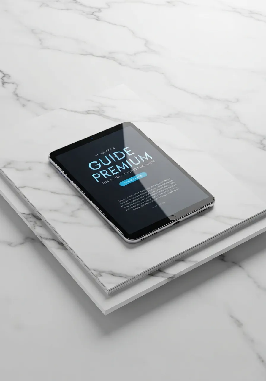 Mockup 3D du guide phare sur tablette