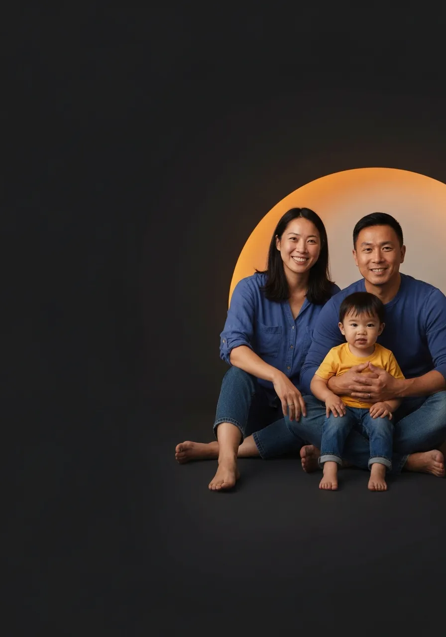 Famille heureuse et rassurée dans un cadre paisible