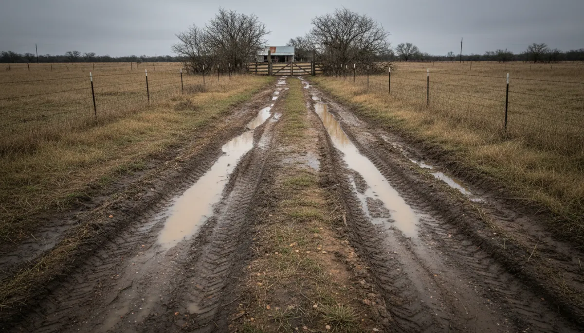 Before - rutted muddy driveway