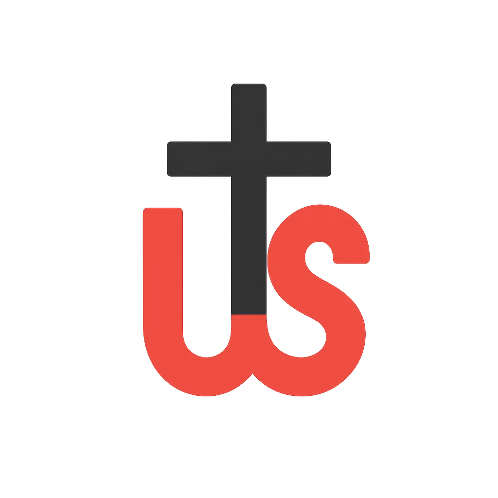 Jesus Center of Life logo with 'JESUS' in bold black, an abstract red 'US' element, and 'Center of Life' in black sans-serif text