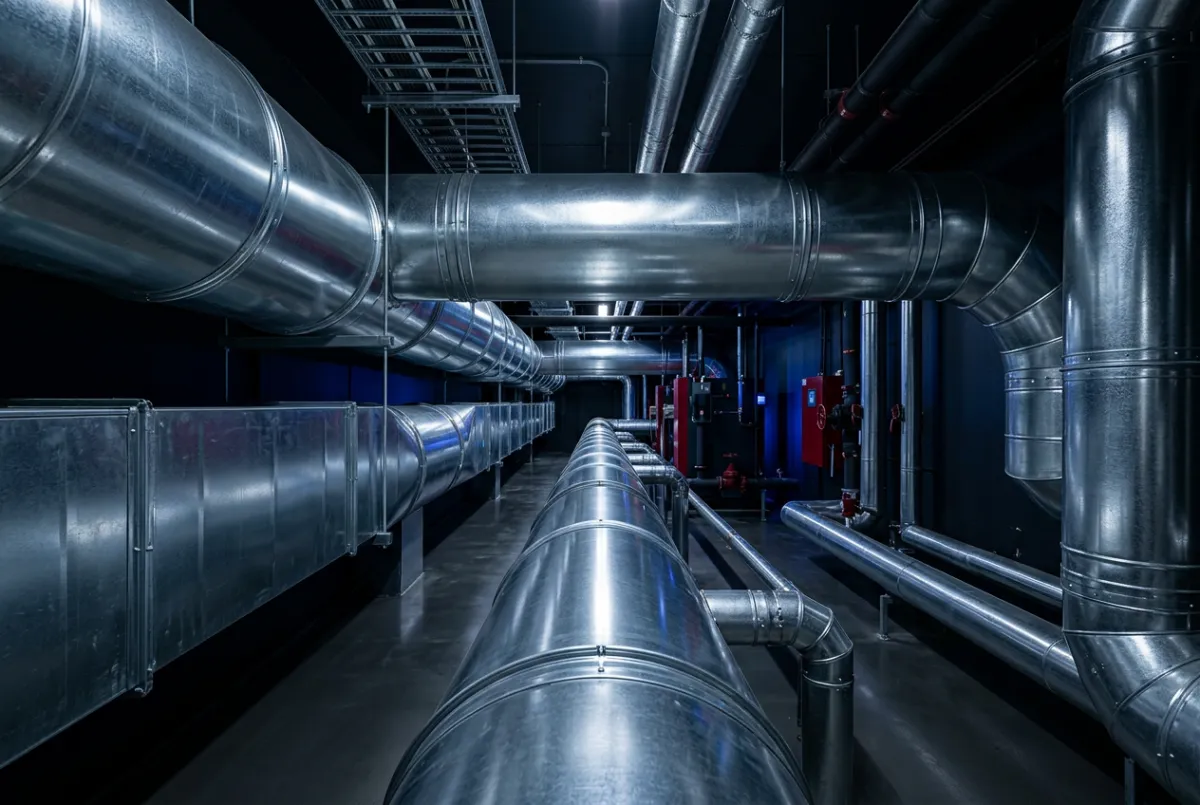 Commercial vertical ductwork inspection and pressure cleaning