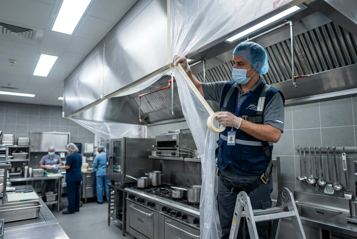 Hospital food service facility kitchen exhaust hood cleaning