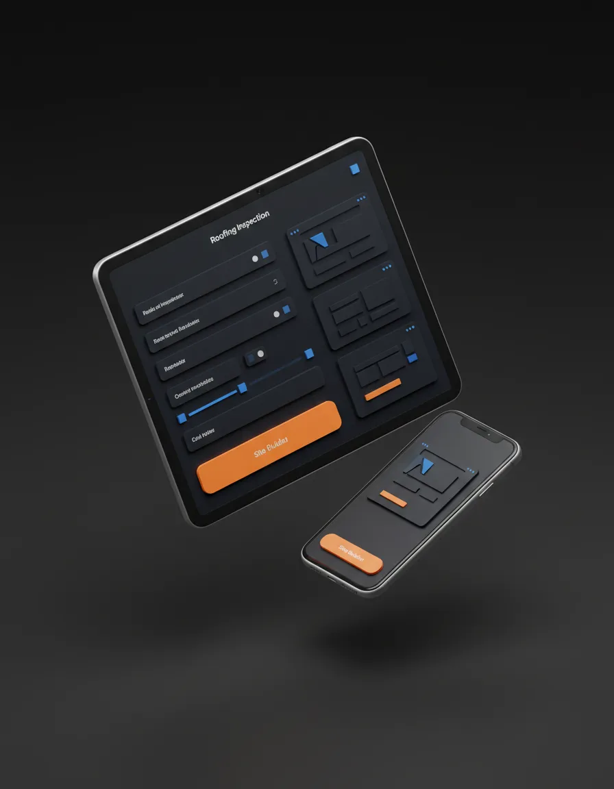 Roofing inspection request page mockup built with BlackStorm Cloud