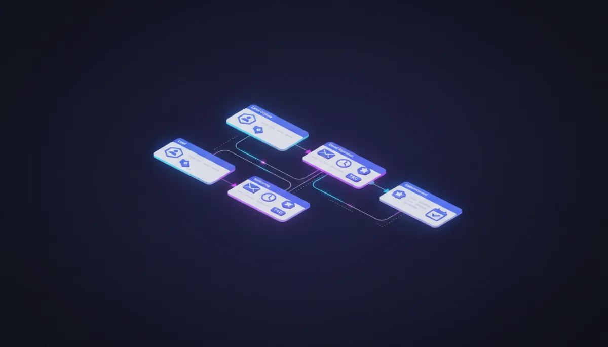 Mockup: AI-Funnelbooster Automatisierungs-Workflows und E-Mails
