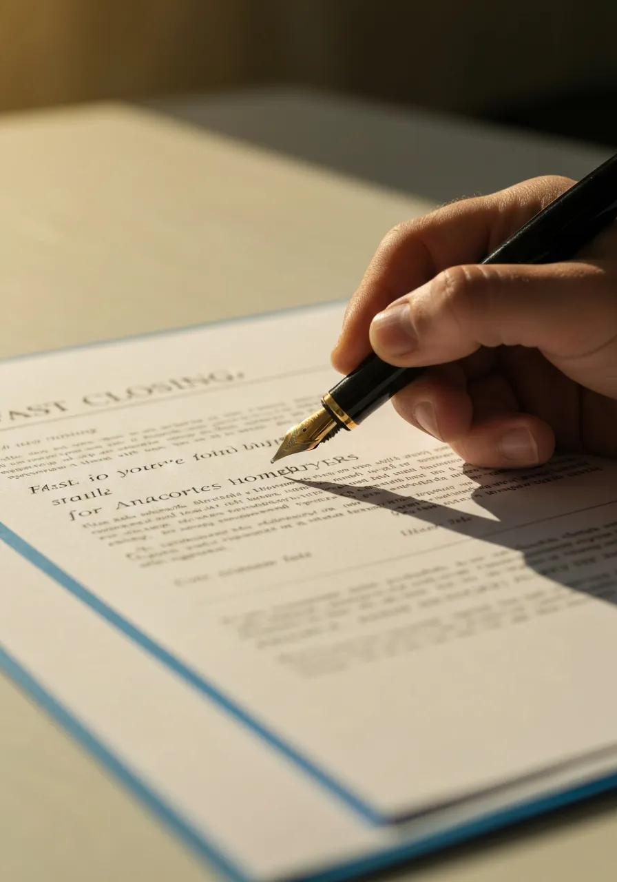 Signing closing documents at the mortgage office