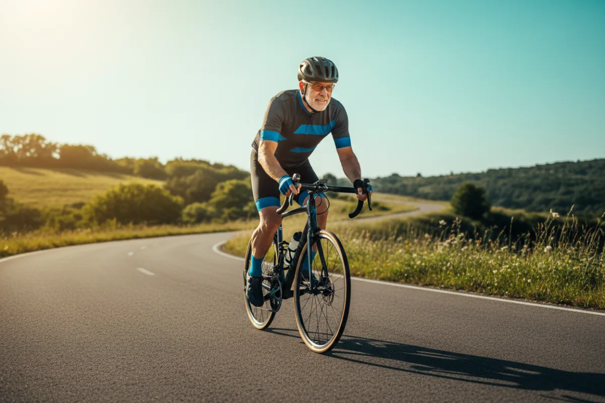 Active adult focused on endurance