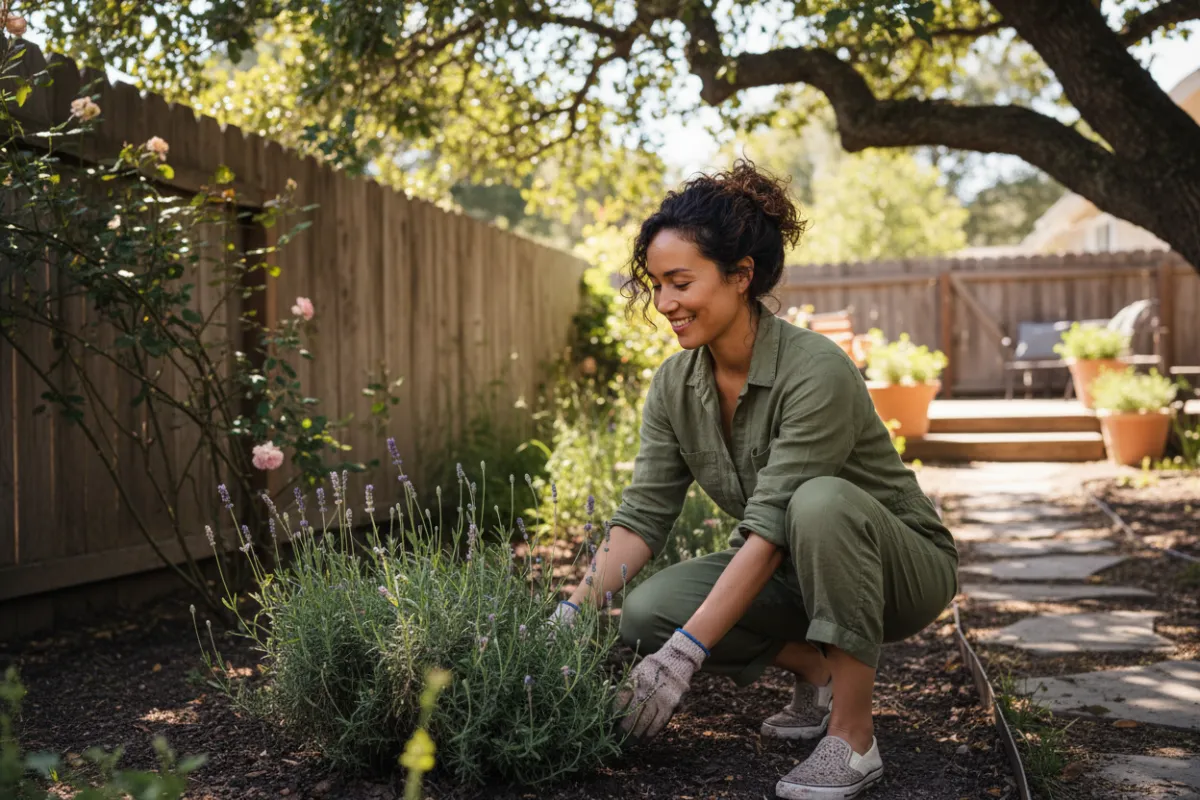 Photorealistic mid-shot of a woman in casual clothing walking outdoors with natural lighting
