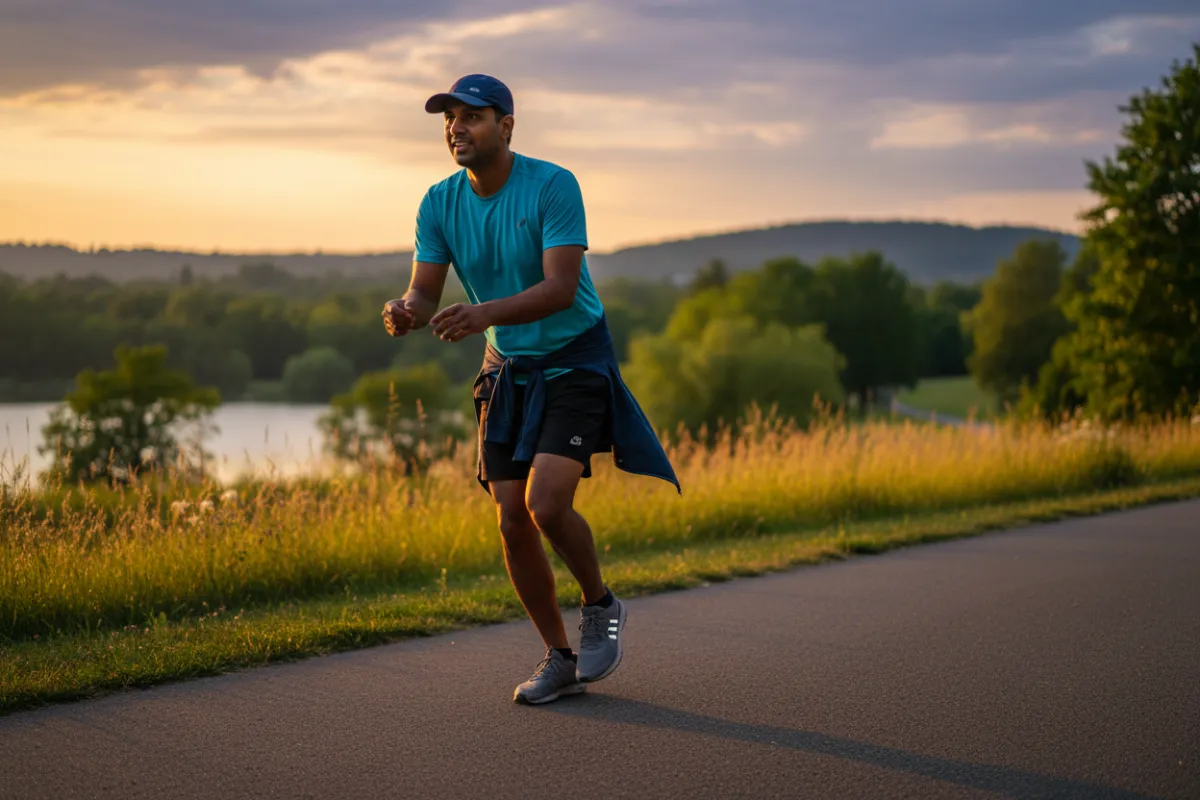 A man cycling outdoors in a natural mid-shot