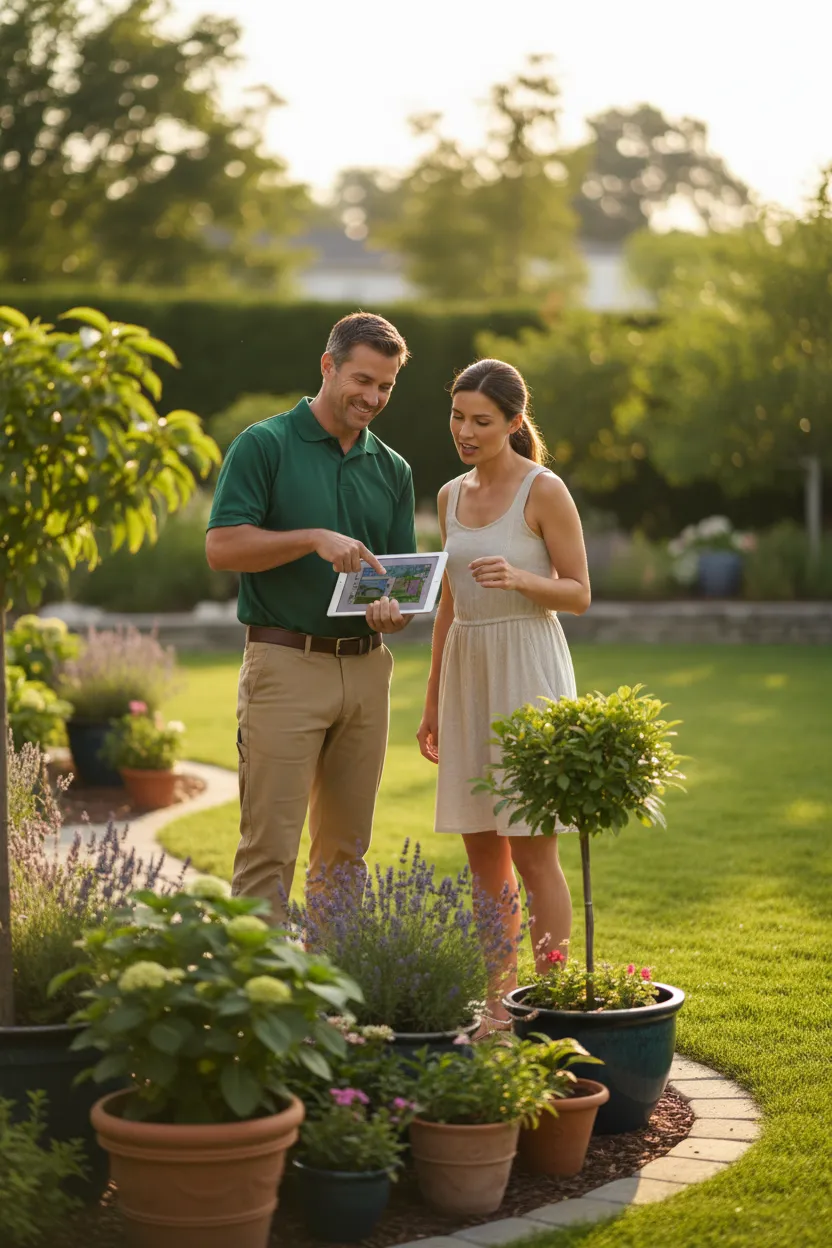Landscaping professional working on a residential project