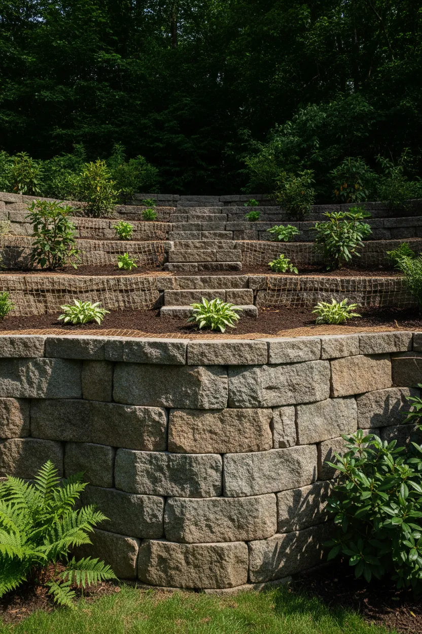 Retaining wall and garden bed installation